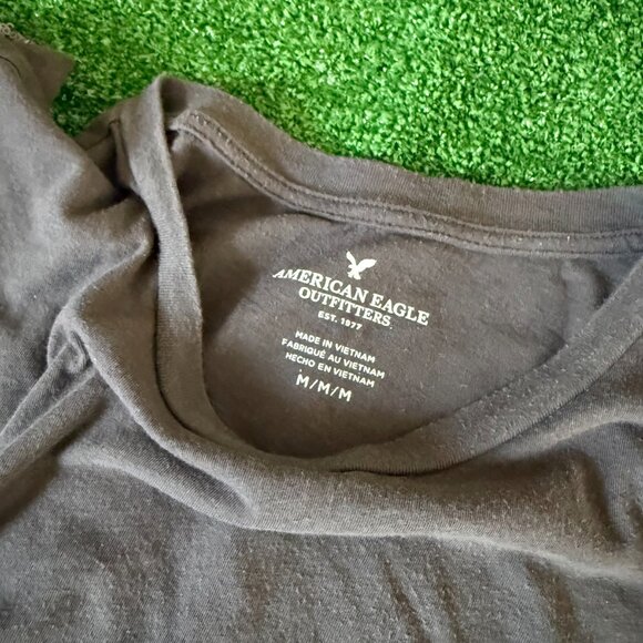 American Eagle Women's Top Grey Sequin Short Sleeve Round Neck T-Shirt Size M - Picture 8 of 13